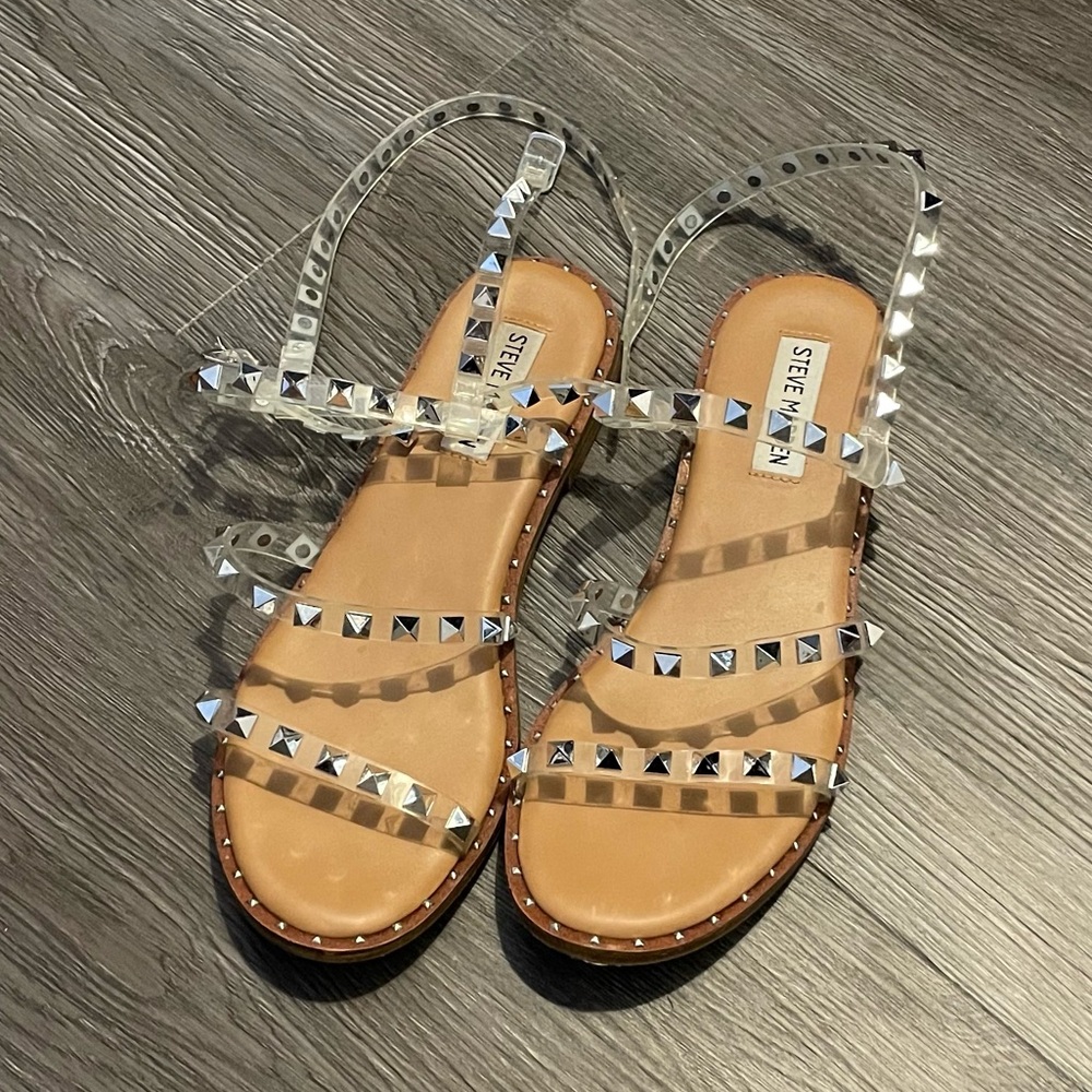 Steve Madden Travel Rock Stud Sandals - Clear